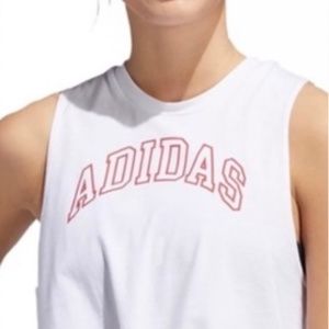 NWOT White & Red Adidas Women's Knotted Graphic Tank Top S